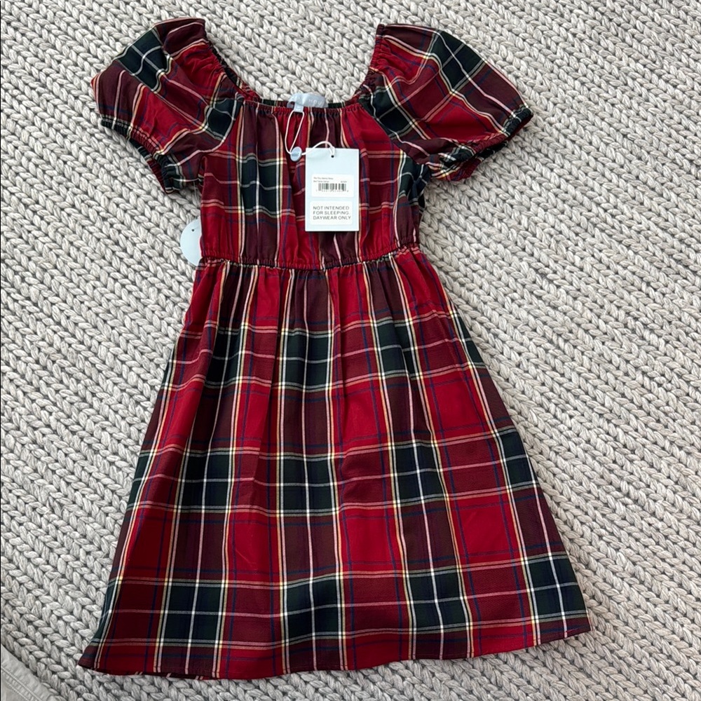 Hill House Red Tartan Plaid Kids Dress size 9/10Y - new with tags; never worn